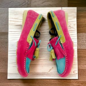 Vaneli Genuine Leather Suede Colorful Driving Loafer With Fringe & Tassle 7.5